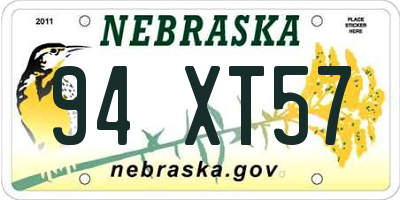 NE license plate 94XT57