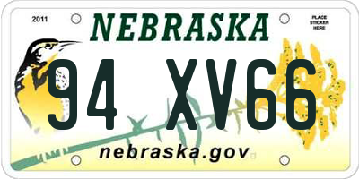 NE license plate 94XV66