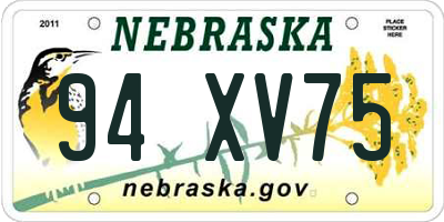 NE license plate 94XV75