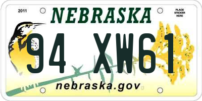 NE license plate 94XW61