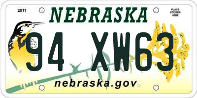 NE license plate 94XW63