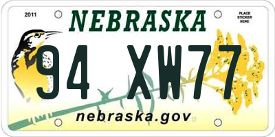 NE license plate 94XW77
