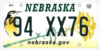 NE license plate 94XX76