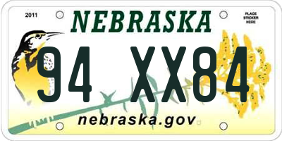 NE license plate 94XX84