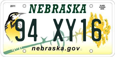NE license plate 94XY16