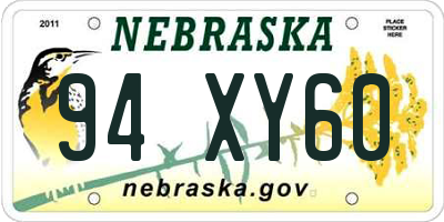 NE license plate 94XY60