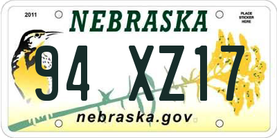 NE license plate 94XZ17