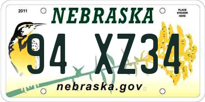 NE license plate 94XZ34