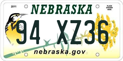 NE license plate 94XZ36
