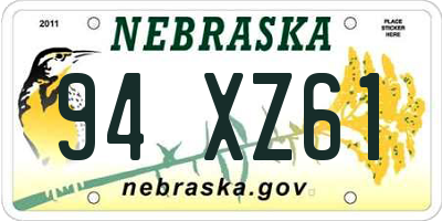 NE license plate 94XZ61