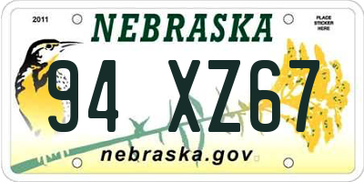 NE license plate 94XZ67