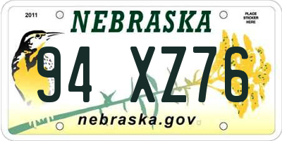 NE license plate 94XZ76