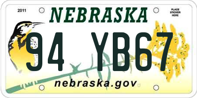 NE license plate 94YB67