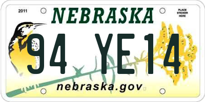 NE license plate 94YE14
