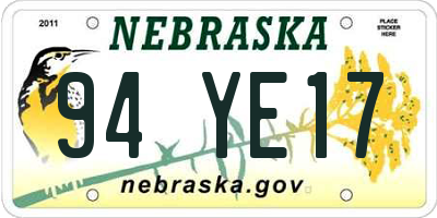 NE license plate 94YE17