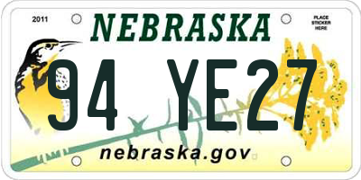 NE license plate 94YE27