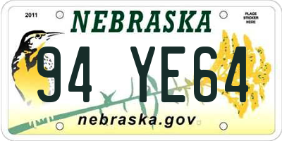 NE license plate 94YE64
