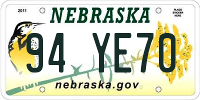 NE license plate 94YE70