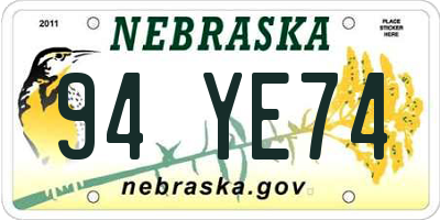 NE license plate 94YE74