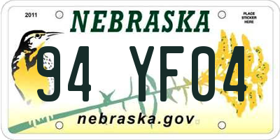 NE license plate 94YF04