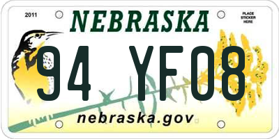 NE license plate 94YF08