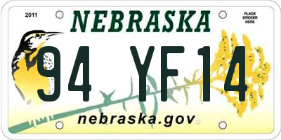 NE license plate 94YF14