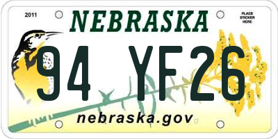 NE license plate 94YF26