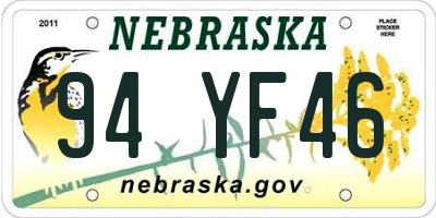 NE license plate 94YF46