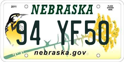 NE license plate 94YF50