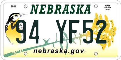 NE license plate 94YF52