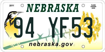 NE license plate 94YF53