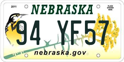 NE license plate 94YF57