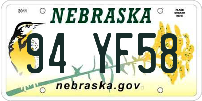 NE license plate 94YF58