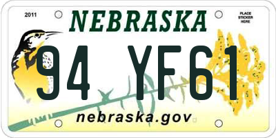 NE license plate 94YF61