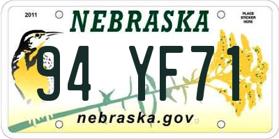 NE license plate 94YF71