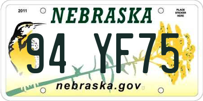 NE license plate 94YF75
