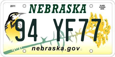 NE license plate 94YF77