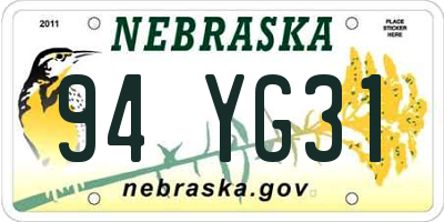 NE license plate 94YG31