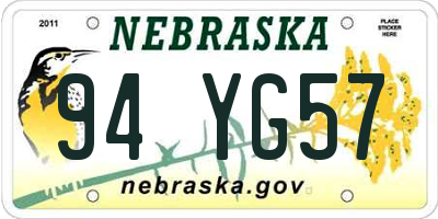 NE license plate 94YG57