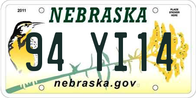 NE license plate 94YI14