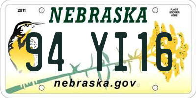 NE license plate 94YI16