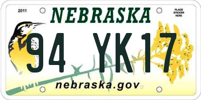NE license plate 94YK17