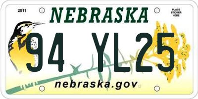 NE license plate 94YL25