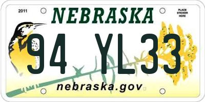 NE license plate 94YL33