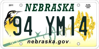 NE license plate 94YM14