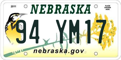 NE license plate 94YM17