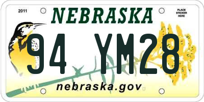 NE license plate 94YM28