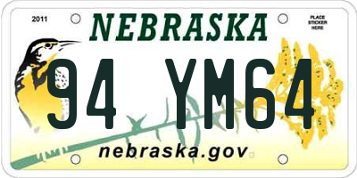 NE license plate 94YM64