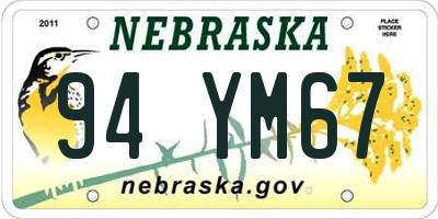 NE license plate 94YM67
