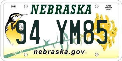 NE license plate 94YM85